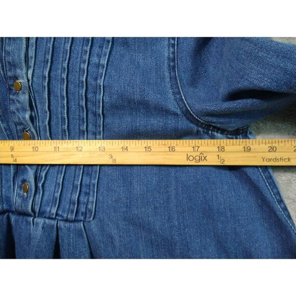 Free People Dress Womens Small Baby Doll Tunic Denim Dark Wash Robin Button Up - Picture 4 of 8